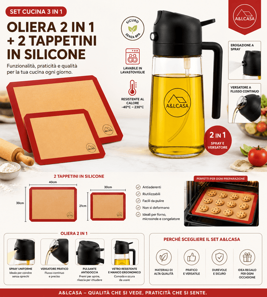 Bundle Cucina: Oliera Spray + 2 Tappetini