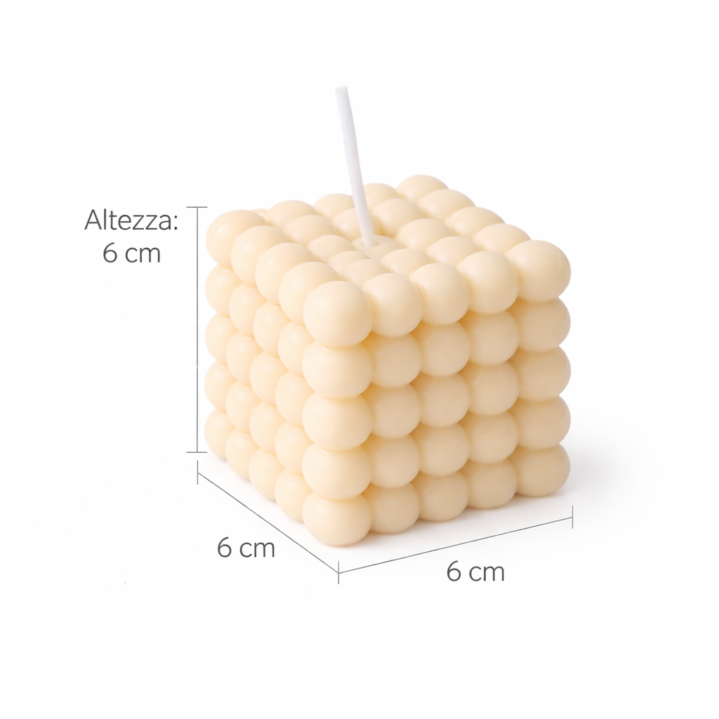 Candela Artigianale Bubble Cube in Cera di Soia – Profumata con Oli Essenziali