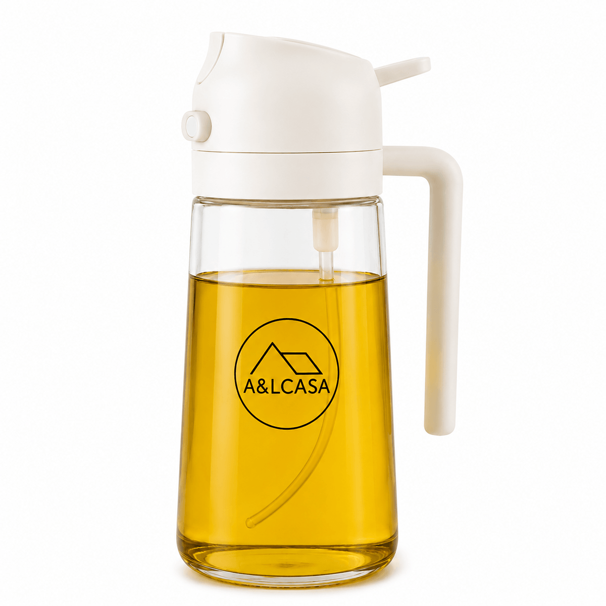 Oliera spray 2 in 1 A&LCASA bianca da 470 ml su sfondo bianco