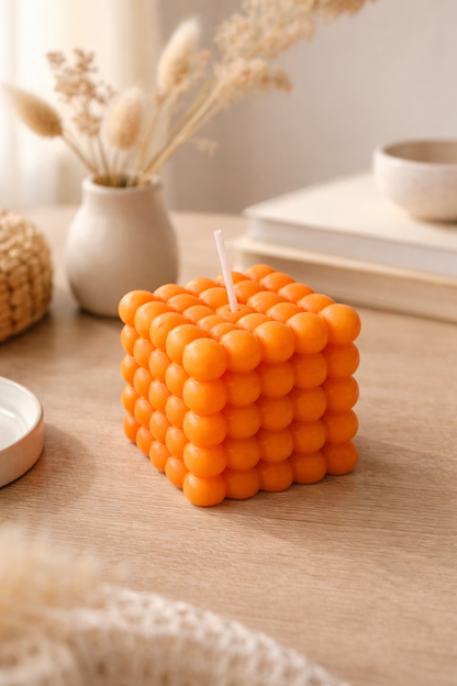 Candela Artigianale Bubble Cube in Cera di Soia – Profumata con Oli Essenziali