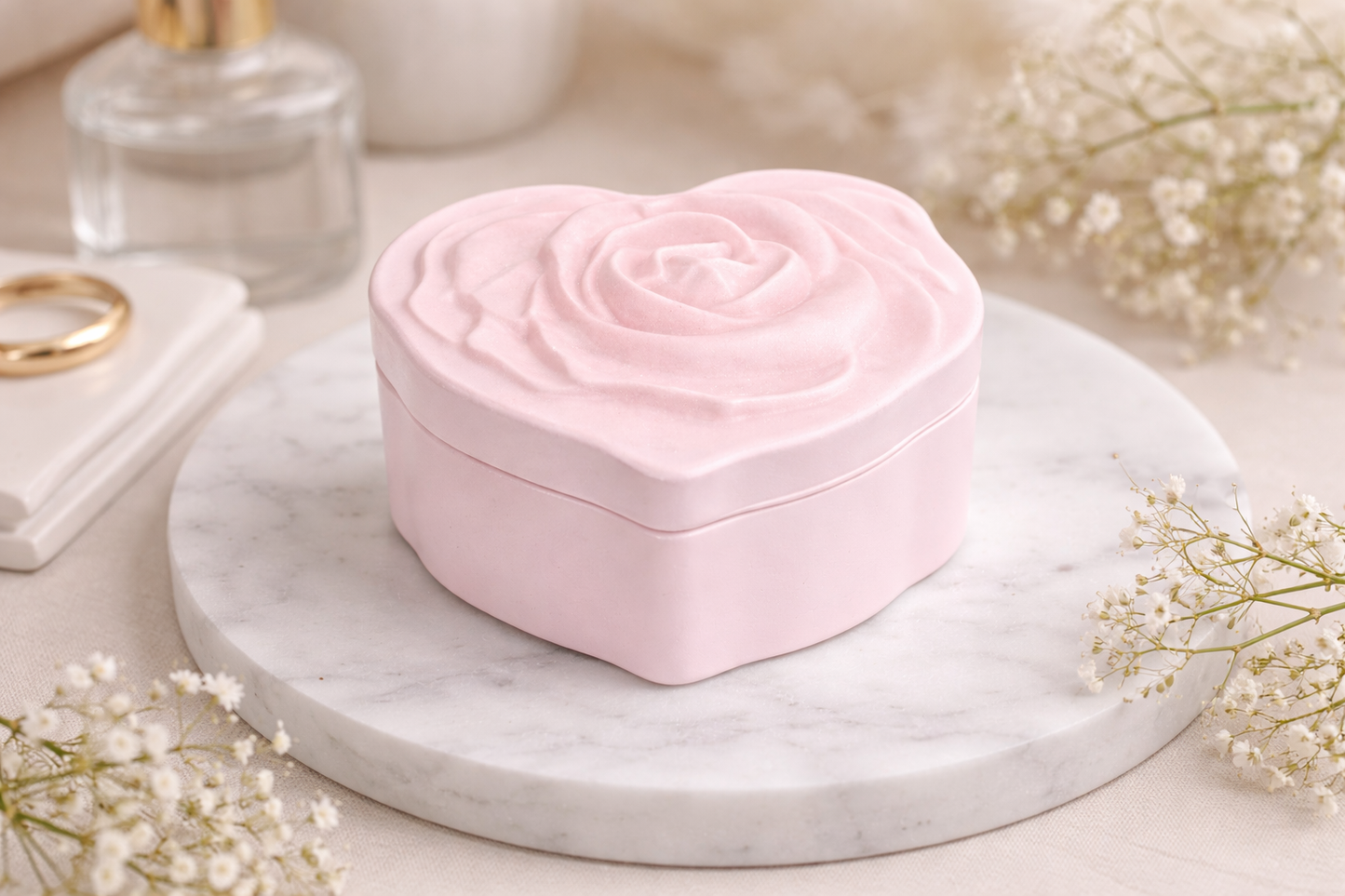 Porta-Oggetti Artigianale a Cuore con Coperchio in Acquaresin