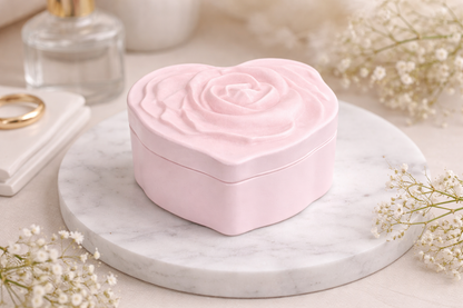 Porta-Oggetti Artigianale a Cuore con Coperchio in Acquaresin