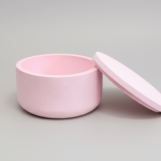 scatolina tonda in resina rosa porta gioielli