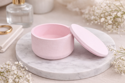 Porta-Oggetti Artigianale Rotondo con Coperchio in Acquaresin