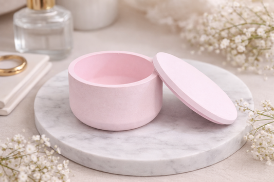 Porta-Oggetti Artigianale Rotondo con Coperchio in Acquaresin