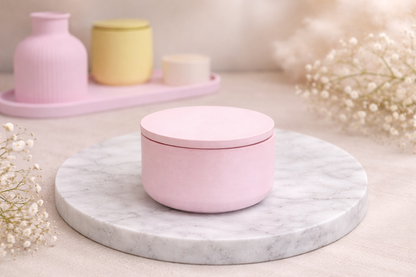 Porta-Oggetti Artigianale Rotondo con Coperchio in Acquaresin