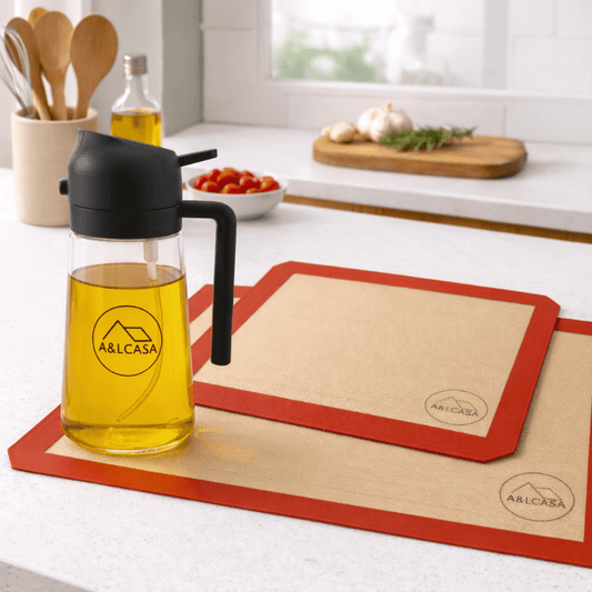 set cucina AELCASA con tappetino silicone e dispenser olio