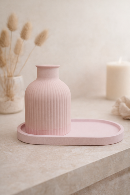 Set Decorativo Artigianale – Vaso con Vassoio in Acquaresin