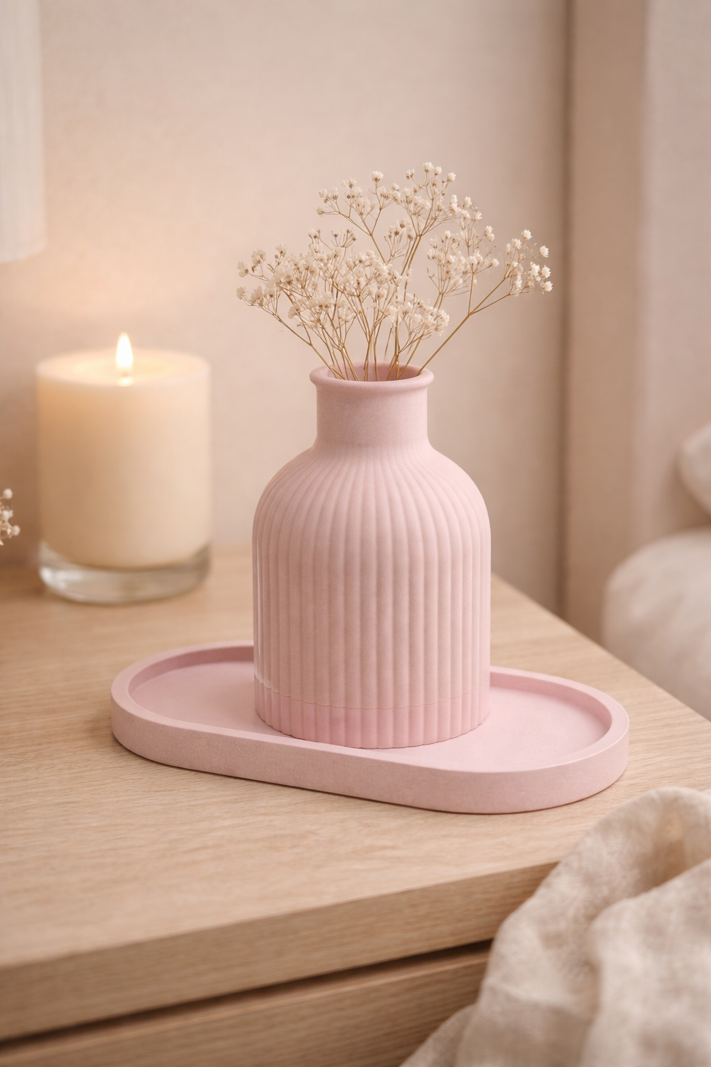 Set Decorativo Artigianale – Vaso con Vassoio in Acquaresin