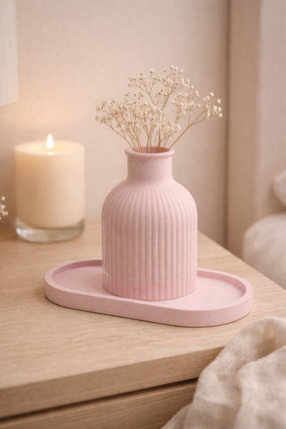 Set Decorativo Artigianale – Vaso con Vassoio in Acquaresin