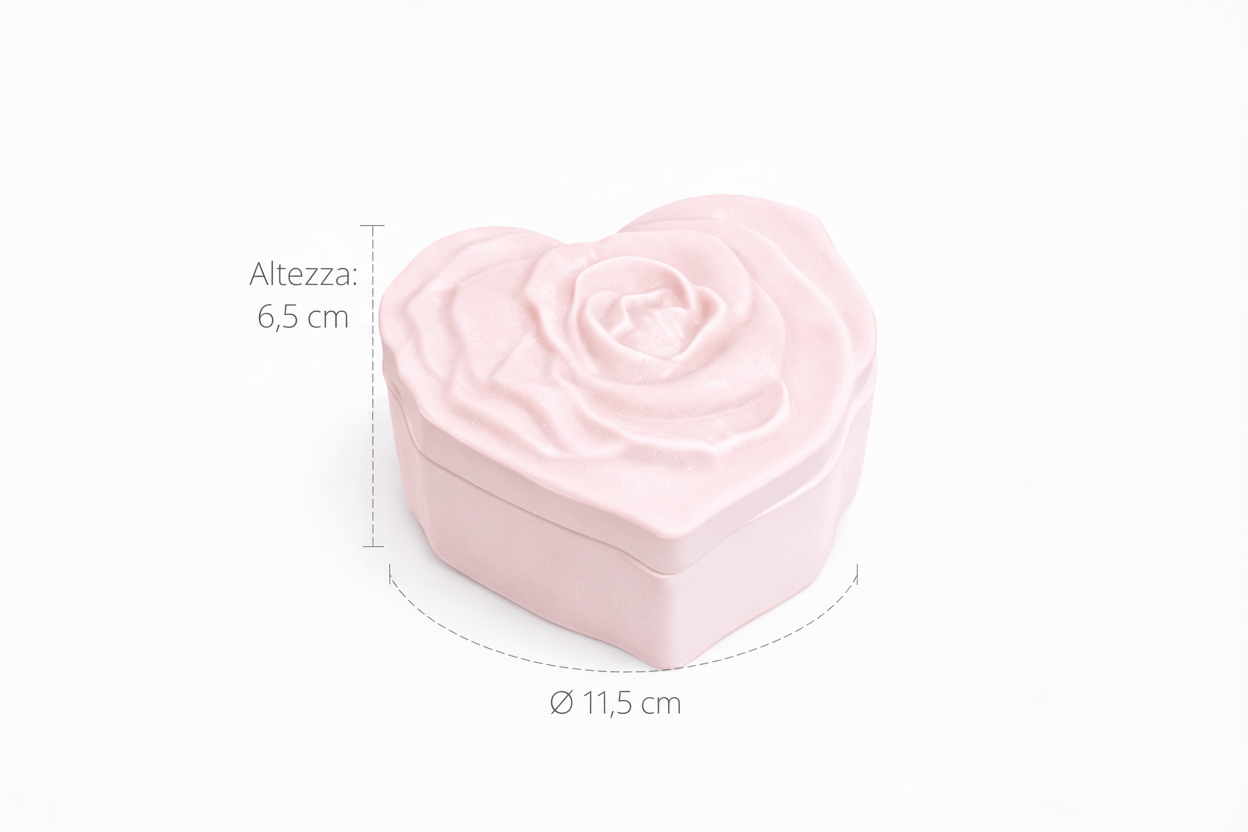 porta gioielli in resina a forma di cuore colore rosa