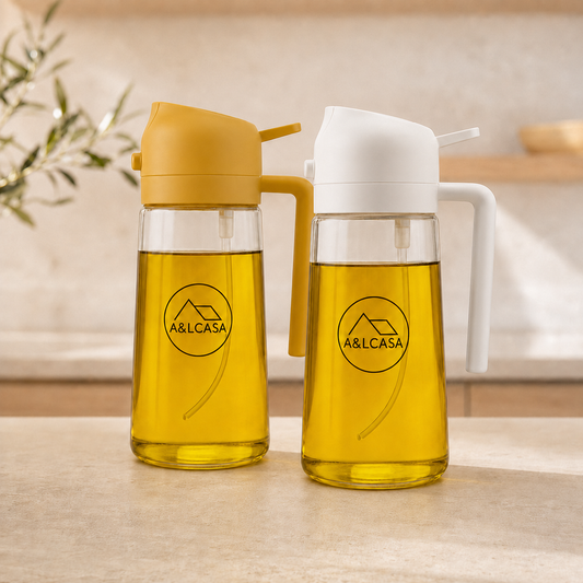 Set di 2 oliere spray 2 in 1 A&LCASA, una gialla e una bianca
