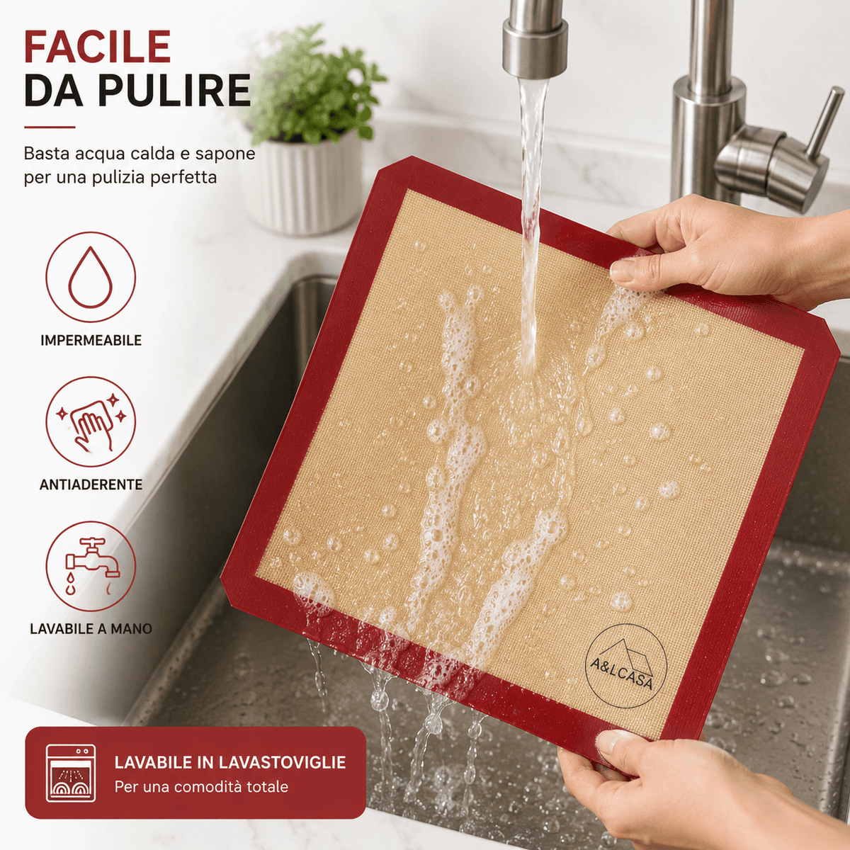 Tappetino da forno in silicone A&LCASA lavabile a mano e in lavastoviglie